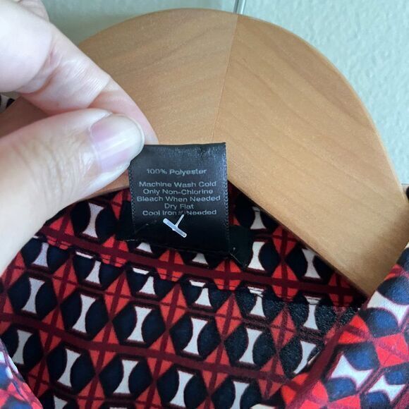 ANN TAYLOR BUTTON FRONT TANK TOP PRINTED WOMENS SIZE XS SEMI SHEER COLLARED NECK - Picture 4 of 7